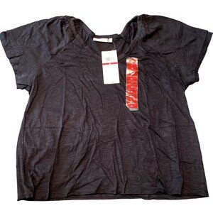 Rafaella Womens Black Short Sleeve V-Neck T-Shirt XL Lightweight Casual